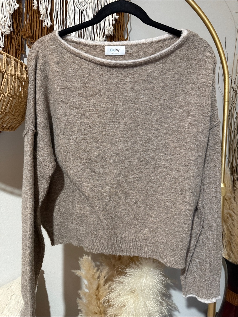 Bluivy Women's Scoopneck Sweater — Taupe Brown